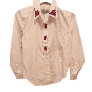 Karen Scott Vintage Christmas Poinsettias embroidered shirt